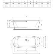Ideal Standard - Badewanne DEA, freistehend, 1900x900x475/610mm, Weiß