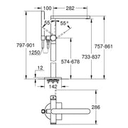 Grohe - EH-Wannenbatterie PLUS 23846 FMS für Bodenmontage chrom