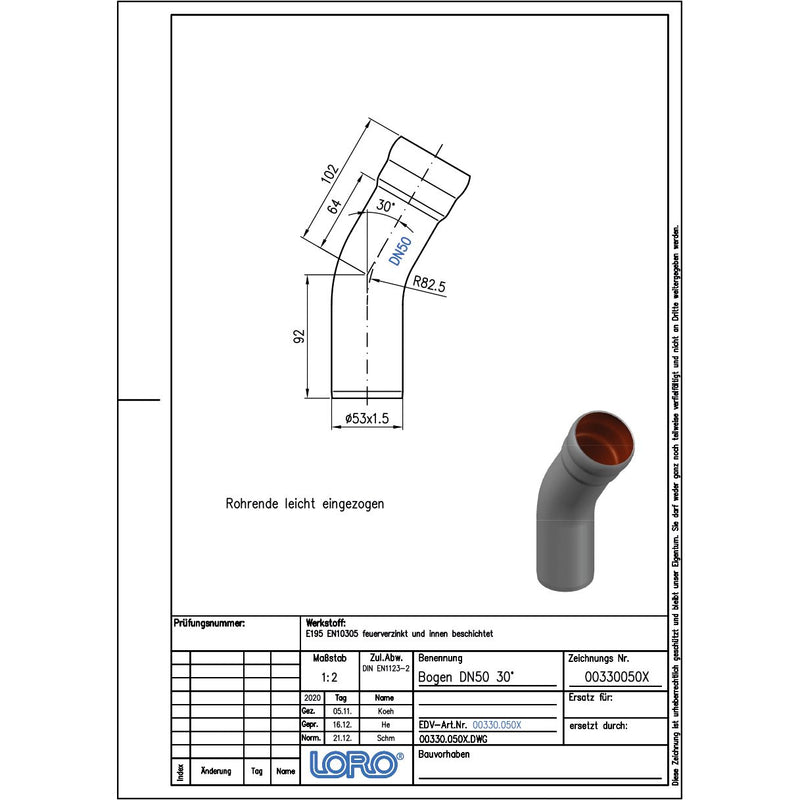 Lorowerk - Bogen 00330.050X DN 50 30 Grad