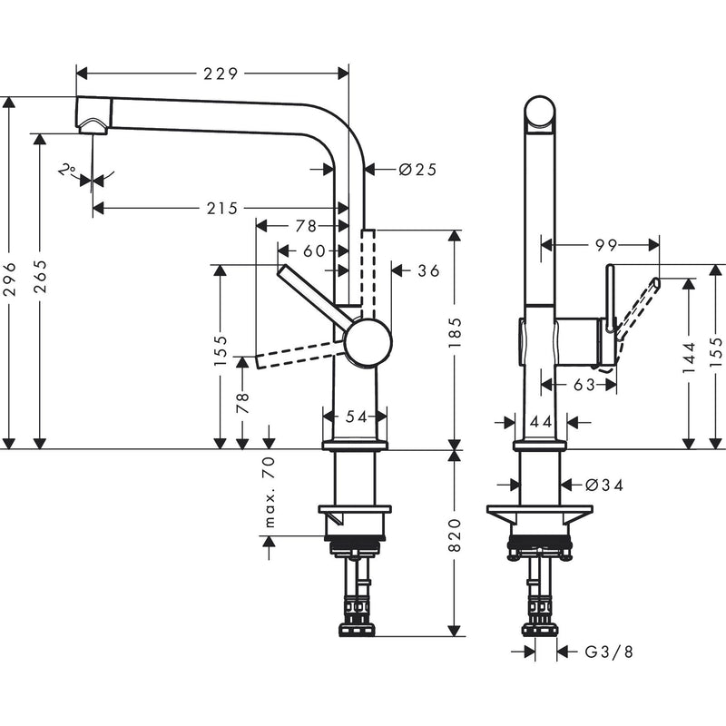 Hansgrohe - Spültischmischer 270 TALIS M54 1jet mattschwarz