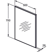 Ideal Standard - Spiegel MIRROR&LIGHT, m.Rahmen, 500x26x700mm