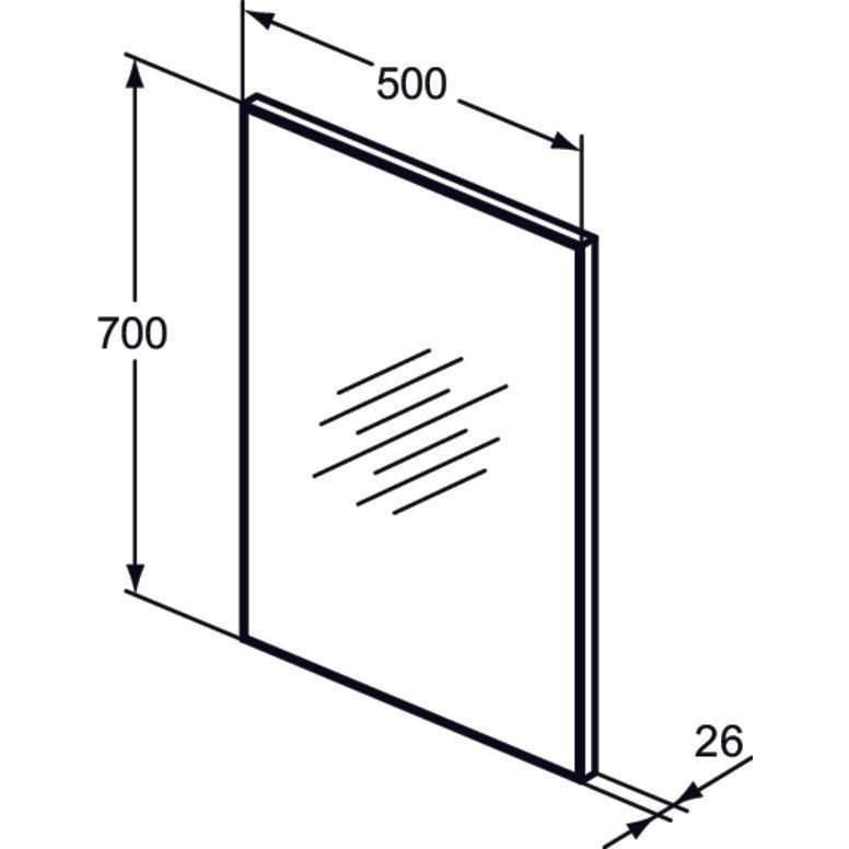 Ideal Standard - Spiegel MIRROR&LIGHT, m.Rahmen, 500x26x700mm