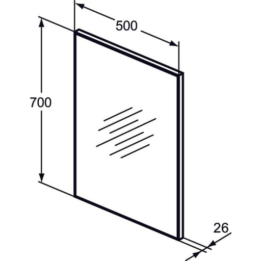 Ideal Standard - Spiegel MIRROR&LIGHT, m.Rahmen, 500x26x700mm