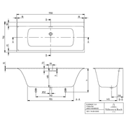 VILLEROY & BOCH - Badewanne Subway 3.0 1700x750x625mm re-eckig m. System AE TP1 Stone White