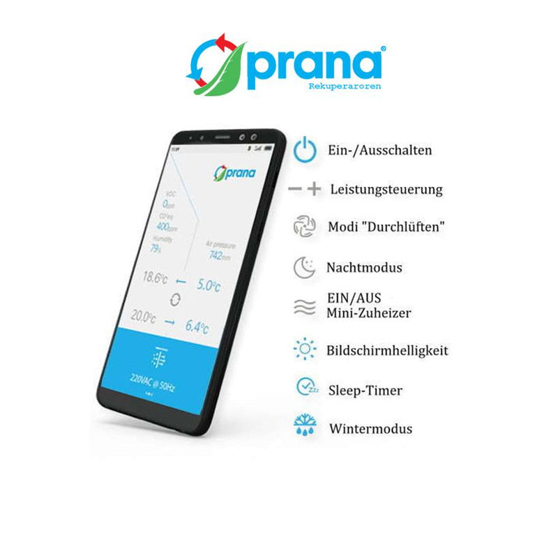 Prana - Dezentrale Lüftungsanlage mit Wärmerückgewinnung Prana 200G ERP
