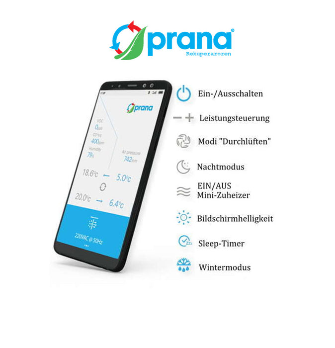 Dezentrale Lüftungsanlage mit Wärmerückgewinnung PRANA-150 ERP