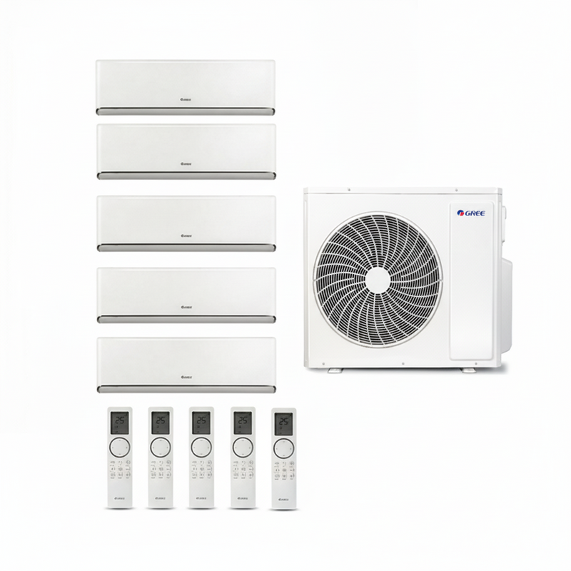 Gree - Airy WiFi Multisplit Klimaanlage 5 × Wandgerät + Außeneinheit