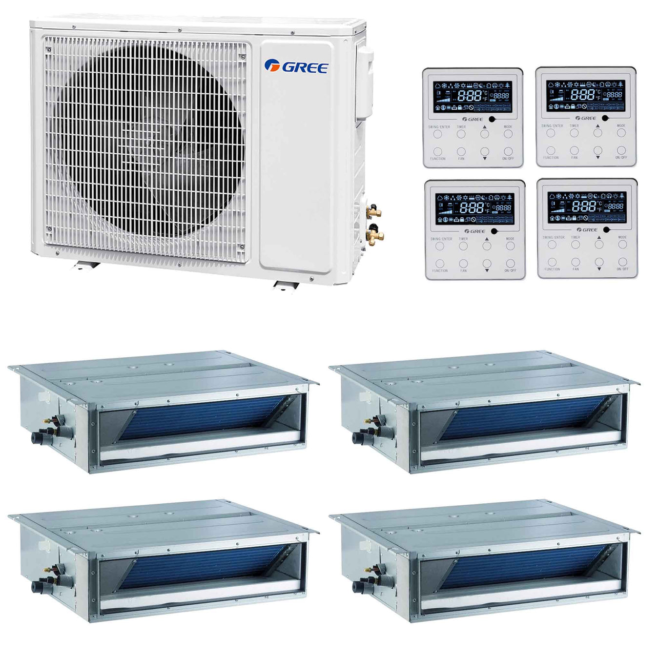Gree - Kanalgerät Multisplit Klimaanlage (4 × Kanalgerät + Außeneinheit)