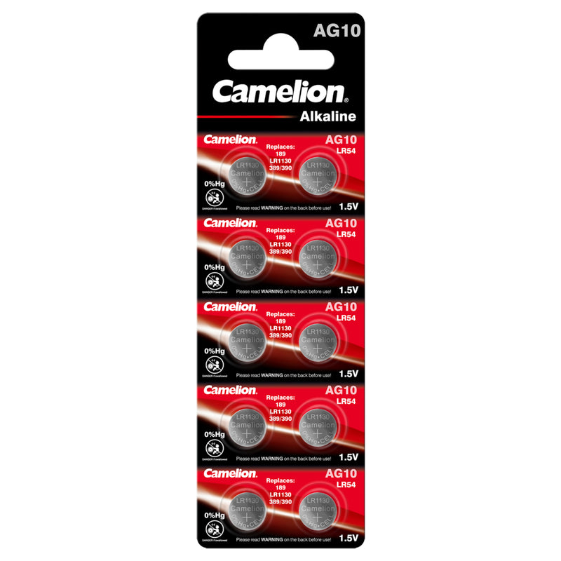 Hückmann - Batterie Knopfzelle 1,5V AG10 141185(VE 10) 10er Streif Camelion