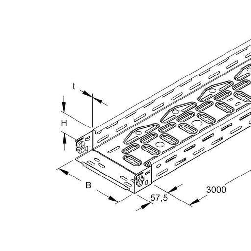 Kabeltrasse Kabelbahn Metallkanal Kabelrinne - Niedax verzinkt 2 Meter