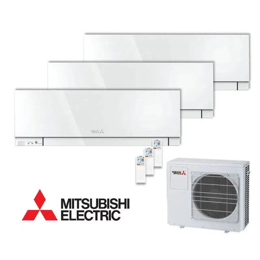 Mitsubishi Electric 3 x Wandgerät Set - 2x MSZ-EF25VGKW + 1x MSZ-EF35VGKW - 2,5/3,5 kW + Außengerät MXZ-3F68VF Inkl. Wifi