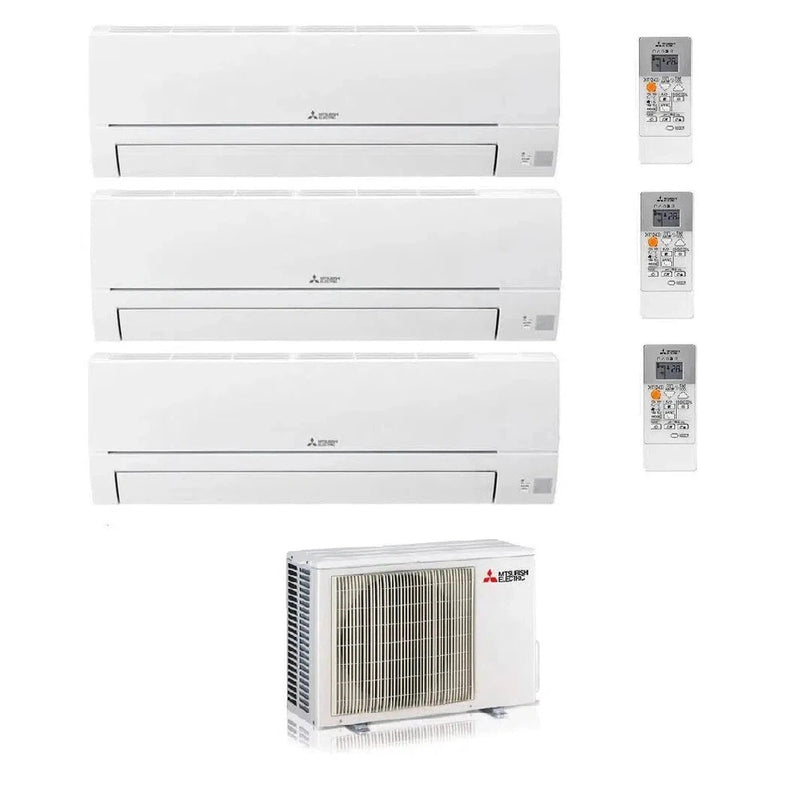 Mitsubishi Electric Klimaanlage 3 x Wandgerät Set 2x 2,5/1x 3,5 kW- MSZ-HR25VF + MSZ-HR35VF + Außengerät MXZ-3HA50VF - R32