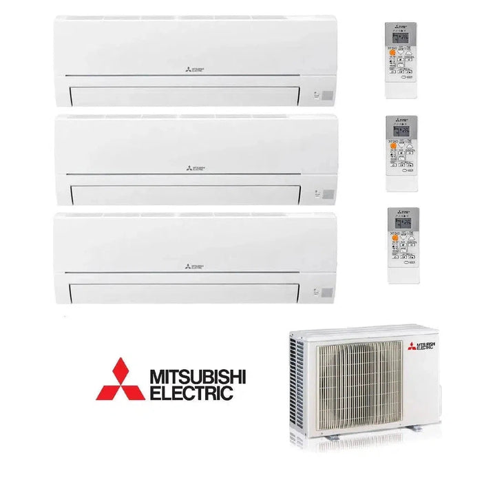 Mitsubishi Electric Klimaanlage 3 x Wandgerät Set 2,5 kW- MSZ-HR25VF + Außengerät MXZ-3HA50VF -R32