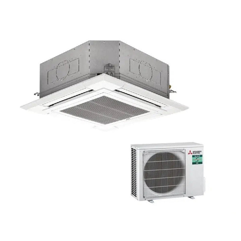 Mitsubishi Electric Klimaanlage Set 4-Wege-Deckenkasette 3,6 kW - PLA-M35EA2 + Außengerät SUZ-M35VA inkl. Blende/IR FB