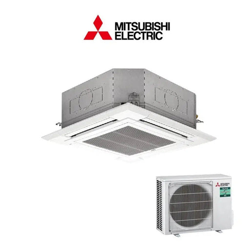 Mitsubishi Electric Klimaanlage Set 4-Wege-Deckenkasette 3,6 kW - PLA-M35EA2 + Außengerät SUZ-M35VA inkl. Blende/IR FB