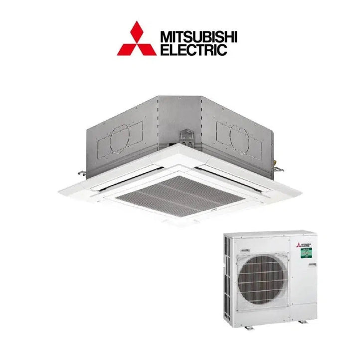 Mitsubishi Electric Klimaanlage Set 4-Wege-Deckenkasette 9,5 kW - PLA-M100EA2 + Außengerät SUZ-M100VA inkl. Blende/IR FB