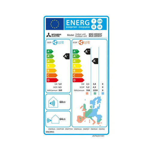 Mitsubishi Electric Set Wandgerät 5,0 kW - MSZ-HR50VF + Außengerät MUZ-HR50VF R32 Klimaanlage