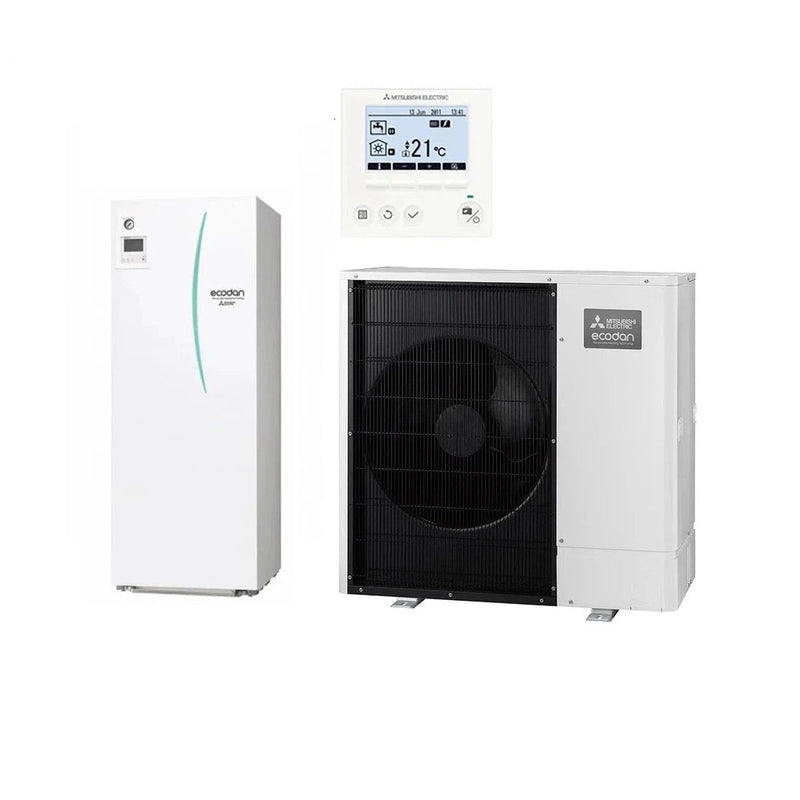 Mitsubishi Electric Split Wärmepumpe 8,0 kW Heizen Zubadan mit Speicher 200/300 Liter Hydromodul mit Heizstab - EHSTD-YM9ED + PUD-SHWM80VAA