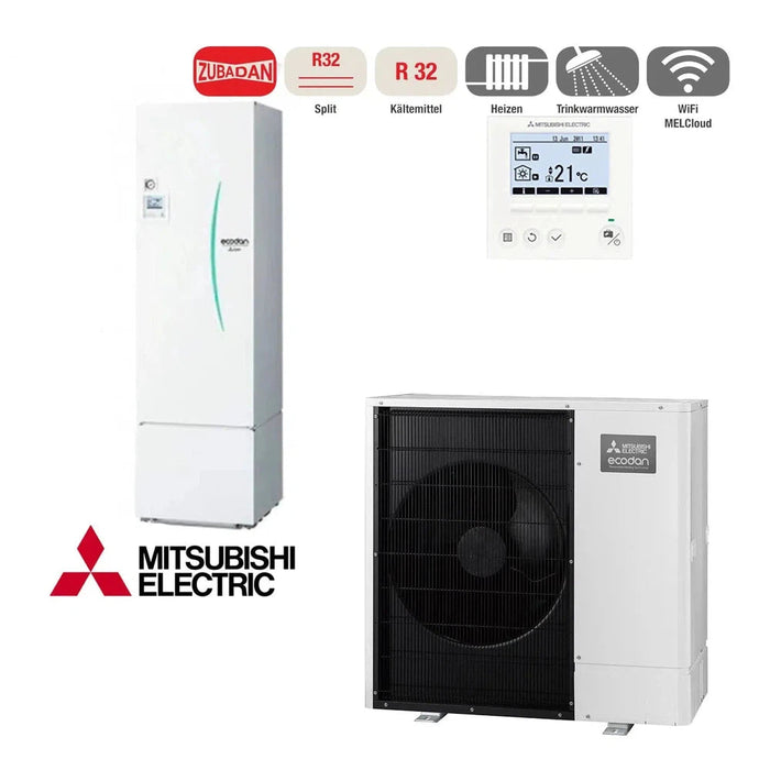 Mitsubishi Electric Split Wärmepumpe 6,0 kW Heizen Zubadan mit Speicher Hydromodul mit Heizstab - EHSTD-YM9ED + PUD-SHWM60VAA