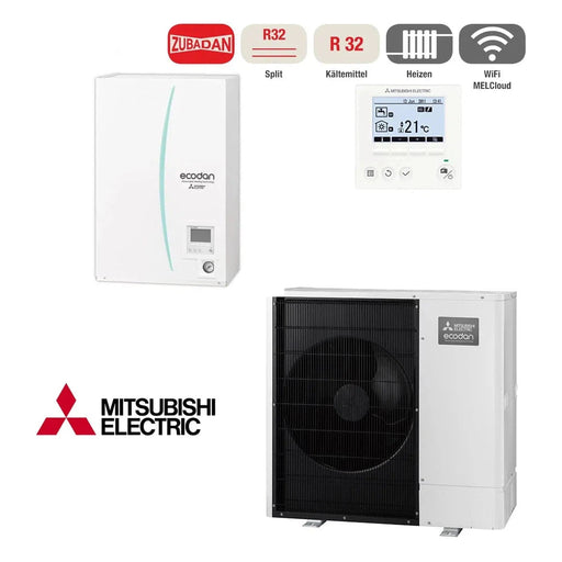 Mitsubishi Electric Split Wärmepumpe Set 10,0 kW Heizen Ecodan Power Inverter mit Hydromodul mit 9,0 kW Heizstab PUD-SWM100YAA + EHSD-YM9ED