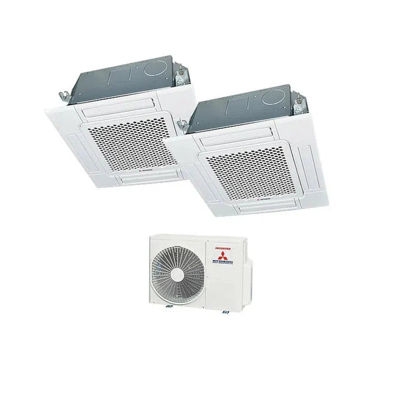 Mitsubishi Heavy Industries Set 2x 4-Wege-Deckenkasetten Euroraster 3,5/5,0 kW - FDTC50VH + FDTC35VH + Außengerät SCM80ZS-W R32 Klimaanlage