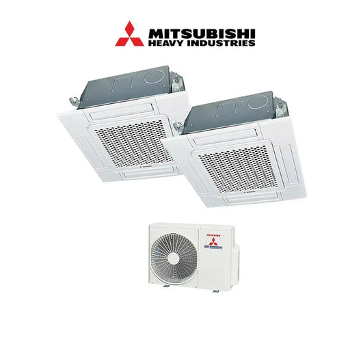 Mitsubishi Heavy Industries Set 2x 4-Wege-Deckenkasetten Euroraster 2,5 kW - FDTC25VH + Außengerät SCM50ZS-W R32 Klimaanlage