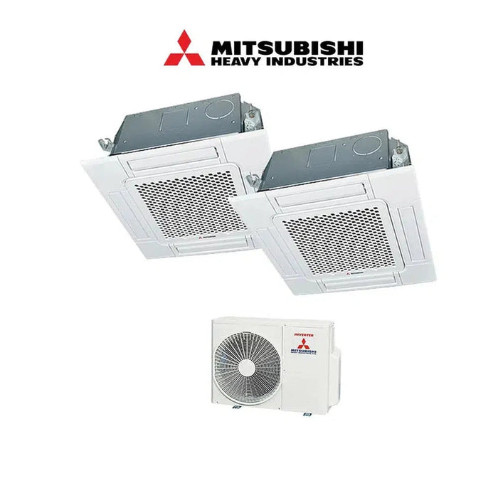 Mitsubishi Heavy Industries Set 2x 4-Wege-Deckenkasetten Euroraster 2,5/3,5 kW - FDTC35VH + FDTC25VH + Außengerät SCM60ZS-W R32 Klimaanlage