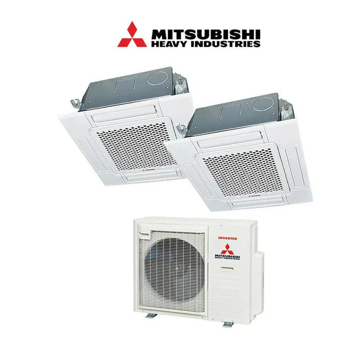 Mitsubishi Heavy Industries Set 2x 4-Wege-Deckenkasetten Euroraster 3,5/5,0 kW - FDTC50VH + FDTC35VH + Außengerät SCM80ZS-W R32 Klimaanlage