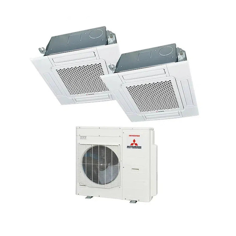 Mitsubishi Heavy Industries Set 2x 4-Wege-Deckenkasetten Euroraster 5,0 kW - FDTC50VH + Außengerät SCM80ZS-W R32 Klimaanlage