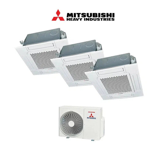 Mitsubishi Heavy Industries Set 3x 4-Wege-Deckenkasetten Euroraster 2,5 kW - FDTC25VH + Außengerät SCM60ZS-W R32 Klimaanlage