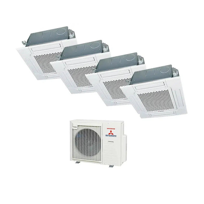 Mitsubishi Heavy Industries Set 4x 4-Wege-Deckenkasetten Euroraster 2,5 kW - FDTC25VH + Außengerät SCM80ZS-W R32 Klimaanlage
