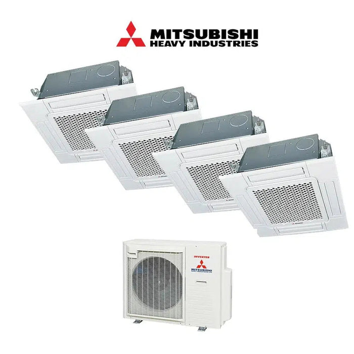 Mitsubishi Heavy Industries Set 4x 4-Wege-Deckenkasetten Euroraster 2,5 kW - FDTC25VH + Außengerät SCM80ZS-W R32 Klimaanlage