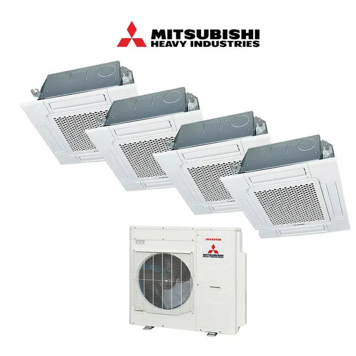 Mitsubishi Heavy Industries Set 4x 4-Wege-Deckenkasetten Euroraster 2,5/3,5 kW - 2x FDTC35VH + 2x FDTC25VH + Außengerät SCM100ZM-S R410A Klimaanlage