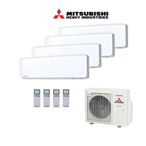 Mitsubishi Heavy Industries Set 4x Wandgeräte 2/2,5 kW - 2x SRK20ZS-WF + 2x SRK25ZS-W + Außengerät SCM80ZS-W R32 Klimaanlage Inkl. Wifi