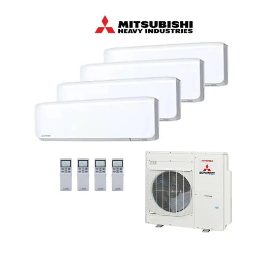 Mitsubishi Heavy Industries Set 4x Wandgeräte 2,5/3,5 kW - 2x SRK35ZS-WF + 2x SRK25ZS-WF + Außengerät SCM100ZS-W R32 Klimaanlage Inkl. Wifi
