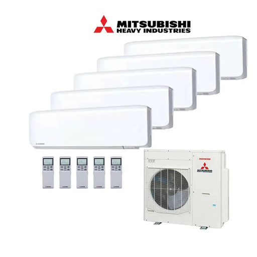 Mitsubishi Heavy Industries Set 5x Wandgeräte 2,0/2,5KW - 3x SRK20ZS-WF + 2x SRK25ZS-WF + Außengerät SCM100ZS-W R32 Klimaanlage Inkl. Wifi