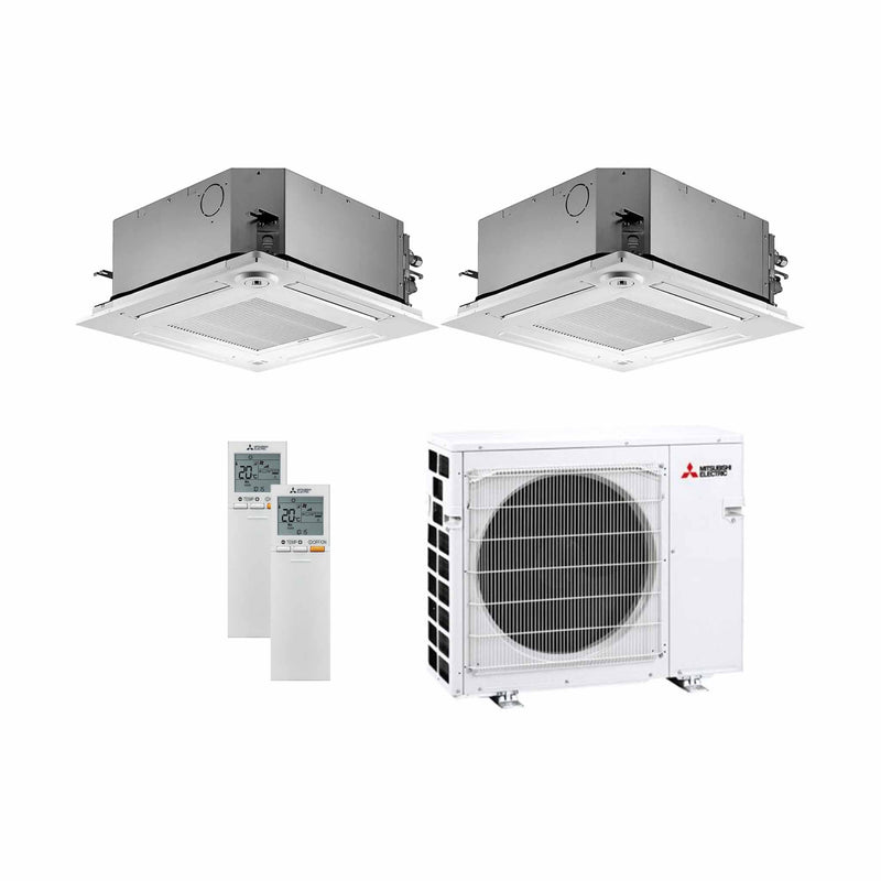 Mitsubishi Electric SLZ‑M Multisplit Klimaanlage 2 × Deckenkassette 4‑Wege + Außeneinheit – 2 Innengeräte