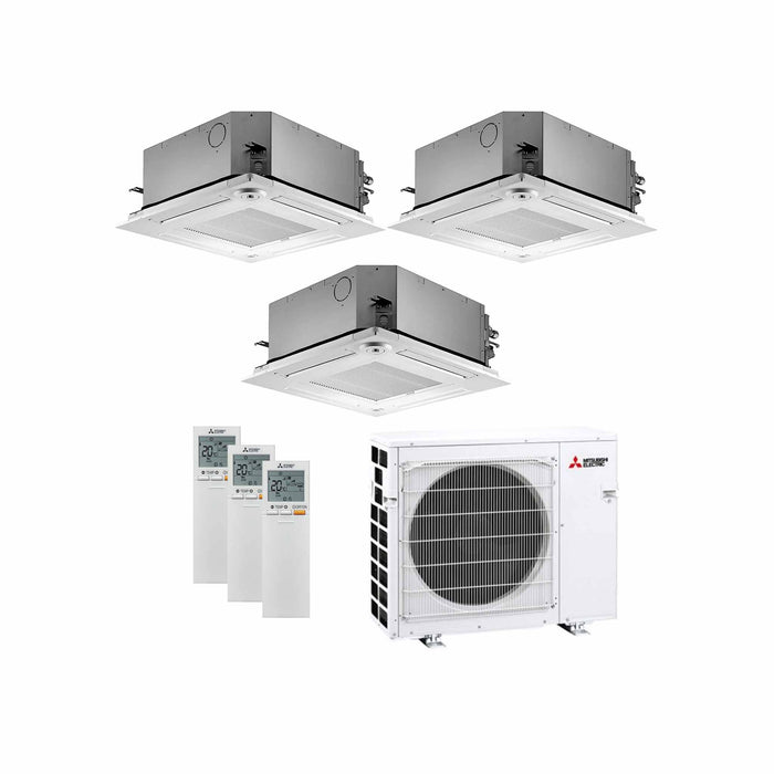 Mitsubishi Electric SLZ‑M Multisplit Klimaanlage 3 × Deckenkassette 4‑Wege + Außeneinheit – 3 Innengeräte
