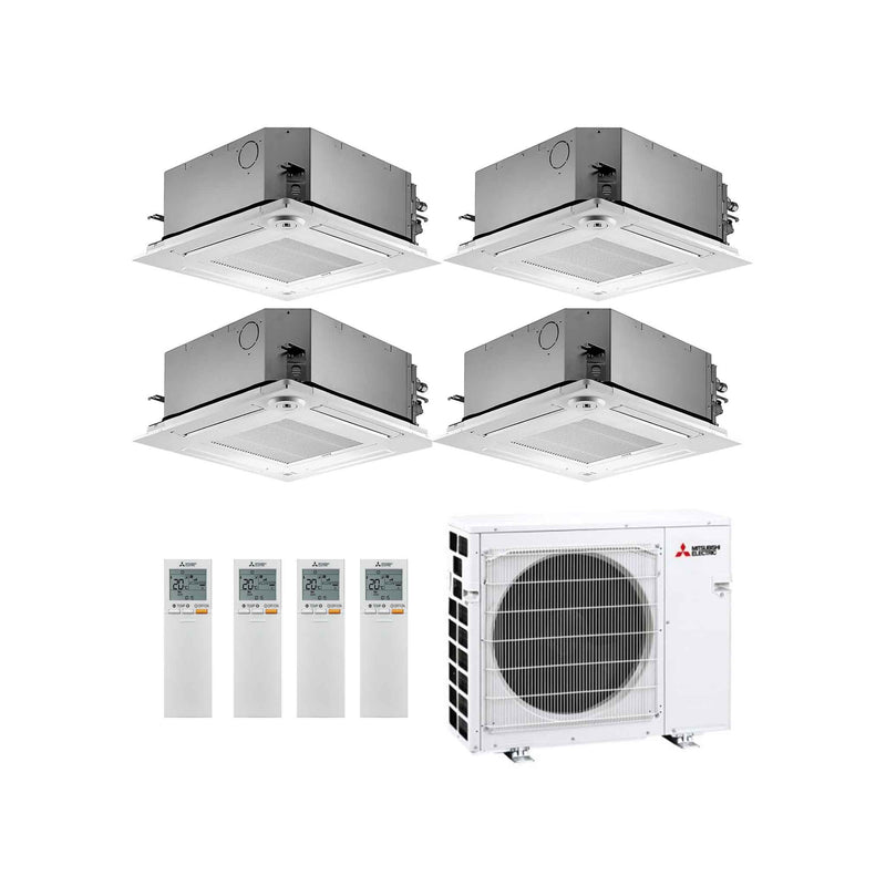 Mitsubishi Electric SLZ‑M Multisplit Klimaanlage 4 × Deckenkassette 4‑Wege + Außeneinheit – 4 Innengeräte