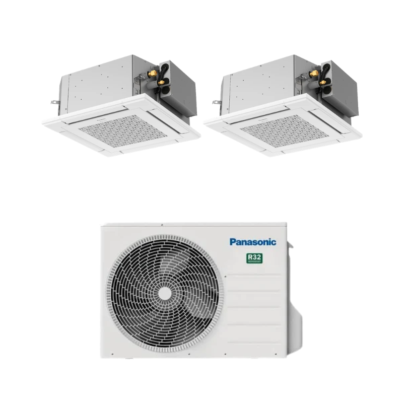 Panasonic 4-Wege-Deckenkassette PY3 60×60 Multisplit-Klimaanlage 2× 4-Wege-Deckenkassette