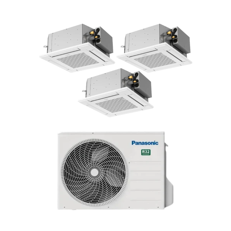 Panasonic 4-Wege-Deckenkassette PY3 60×60 Multisplit-Klimaanlage 3× 4-Wege-Deckenkassette