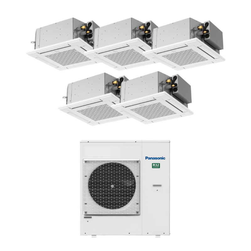 Panasonic 4-Wege-Deckenkassette PY3 60×60 Multisplit-Klimaanlage 5× 4-Wege-Deckenkassette