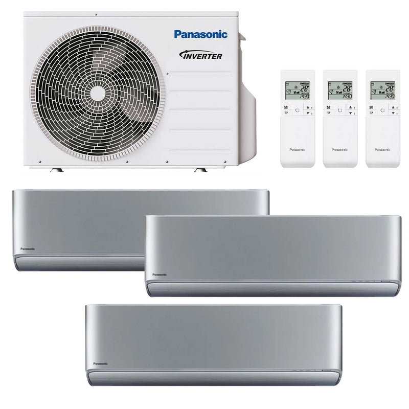Panasonic - Etherea XZ silber – Multisplit-Klimaanlage (3 × Wandgerät + Außeneinheit)