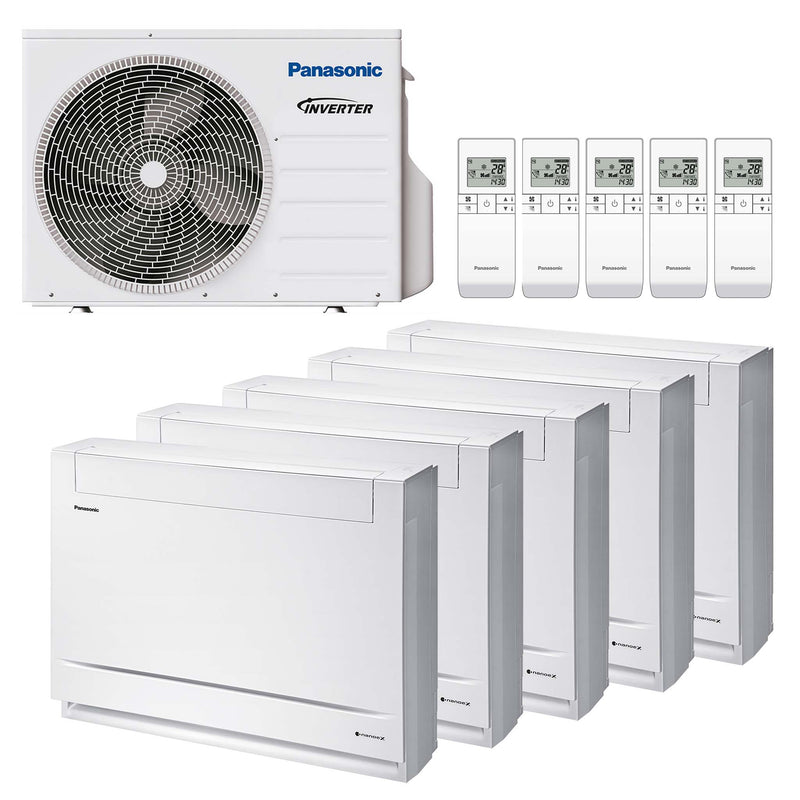 Panasonic - Mini-Truhengeräte – Multisplit-Klimaanlage (5 × Truhengerät + Außeneinheit)
