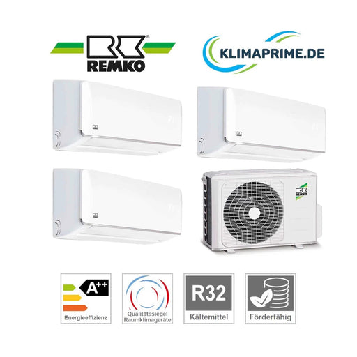 Remko Klimaanlage Set 3 x Wandgeräte / 2 x 2,3 kW + 2,6 kW - 2 x MXW 204 + MXW 264 + Außengerät MVT 903 DC
