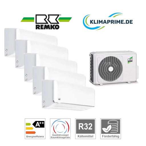 Remko Klimaanlage Set 5 x Wandgeräte 2,3 kW + 2,6 kW - MXW 204 + MXW 264 + Außengerät MVT 1403 DC