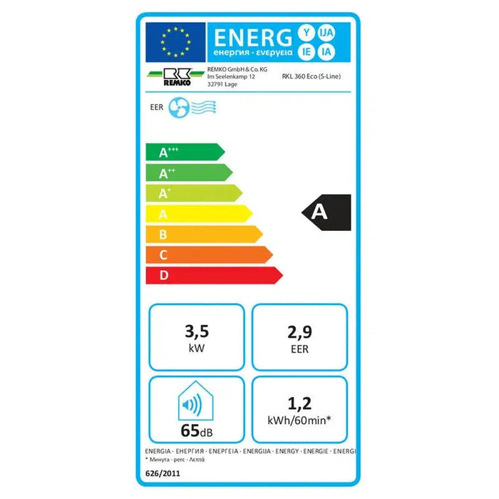 Remko Mobile Klimaanlage 3,5KW RKL360 Eco Weiß / Silber Klimaanlage