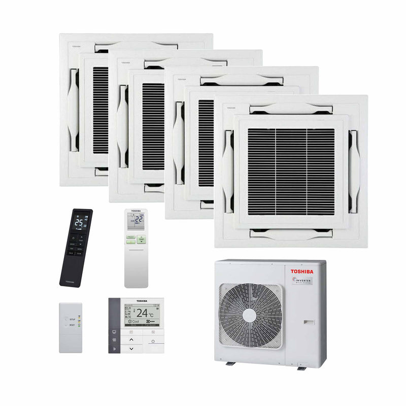 Toshiba Deckenkassette – Multisplit-Klimaanlage (4 × Deckenkassette + 1 × Außengerät) – 4 Innengeräte