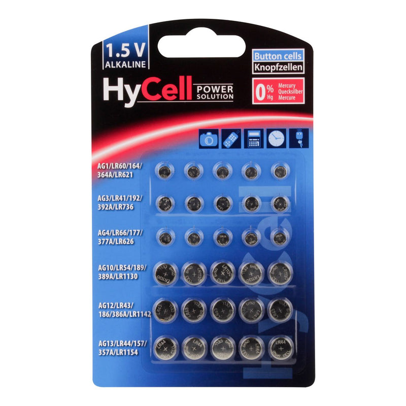Hückmann - Batterie Knopfzellen-Set Alkaline 3 145977(VE 30) Bli30 Hycell