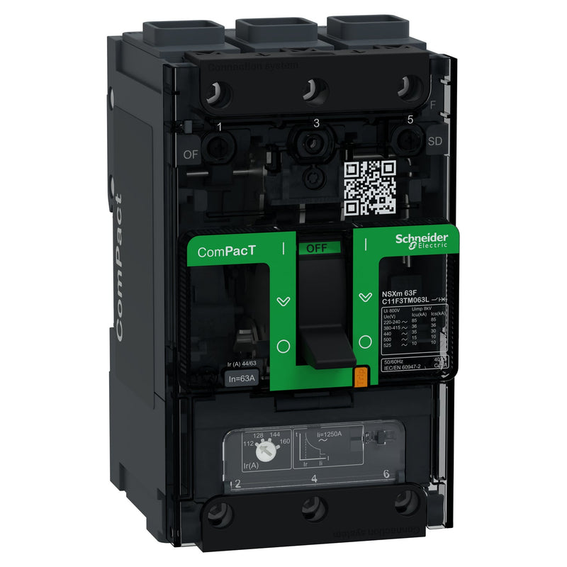 Schneider Electric - Leistungsschalter für Trafo-, Generator- und Anlagenschutz Kompaktleistungsschalter C11F3TM063L ComPacT NSXm 63 A